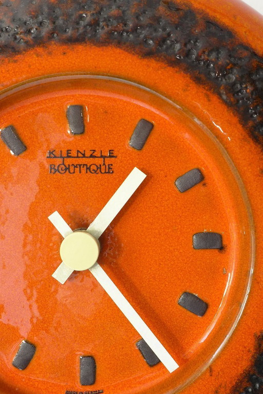 Vintage Wand Uhr Space Age Fat Lava Keramik Kienzle Orange 60er 70er Retro