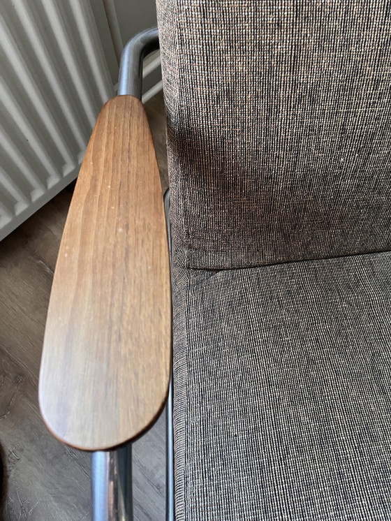 Image 1 of Fauteuil Harvink Deining avec structure tubulaire et accoudoir en teck