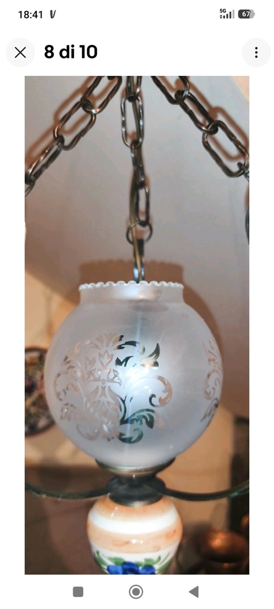 Vintage Tuscan Maremma Lantern Style Pendant Light – Pendant lamps, Ceramic, Glass (photo 7 of 9)