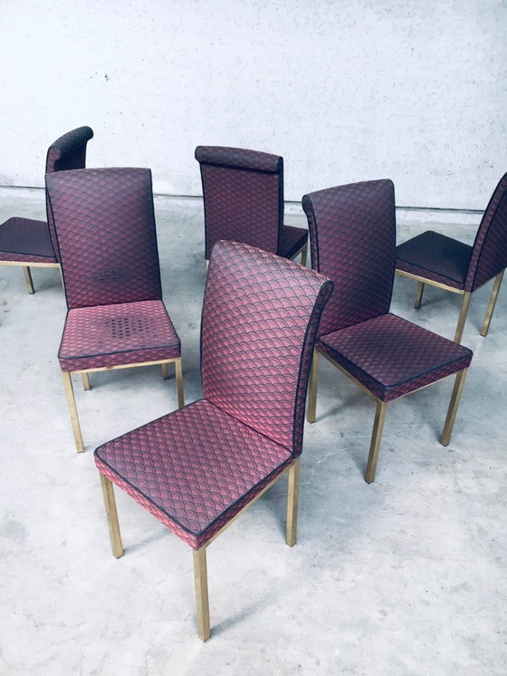 Image 1 of Set van 6 eetkamerstoelen in Hollywood Regency-stijl uit de jaren 70, België