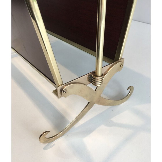 Image 1 of Vintage brass and neoclassical mahogany magazine rack for the Jansen house, 1940