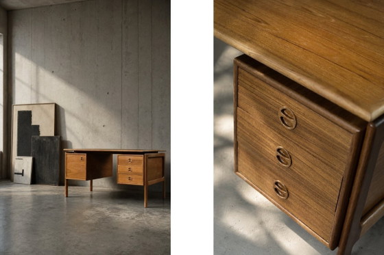 Vintage Mid-Century Danish Modern Teak Desk by Arne Vodder for GV Møbler, 1960s – Wood (photo 16 of 19)