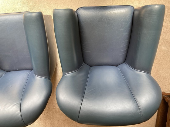 Image 1 of 3x canapé en cuir bleu