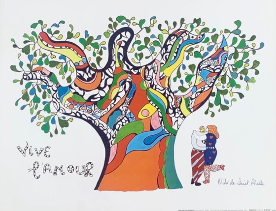 Image 1 of Niki de Saint Phalle: "Vive l'amour". Firma sulla lastra. In una pregiata cornice in legno con vetro acrilico anti