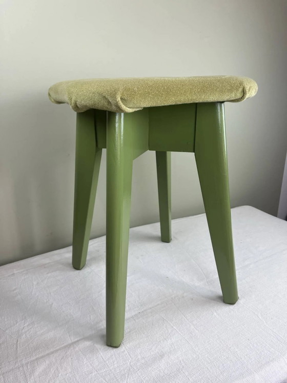 Vintage stool – Wood, Velvet (photo 2 of 11)