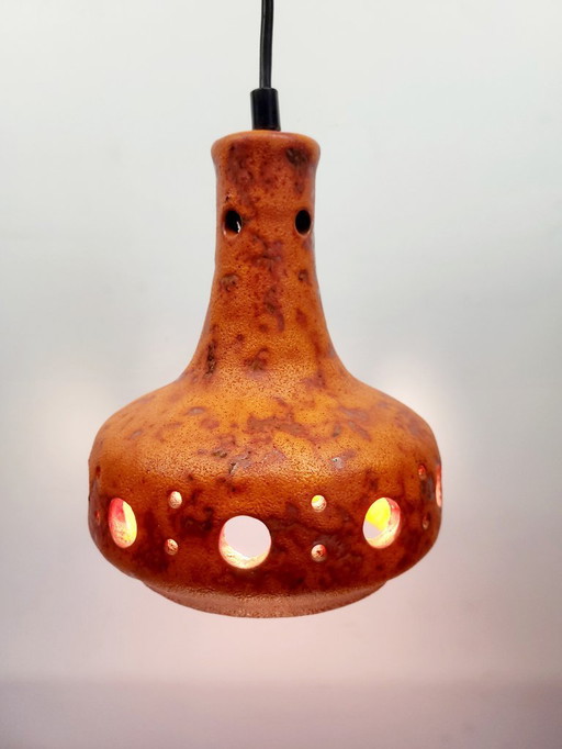 Lampada a sospensione Fat Lava in ceramica, tonalità arancioni, anni '50