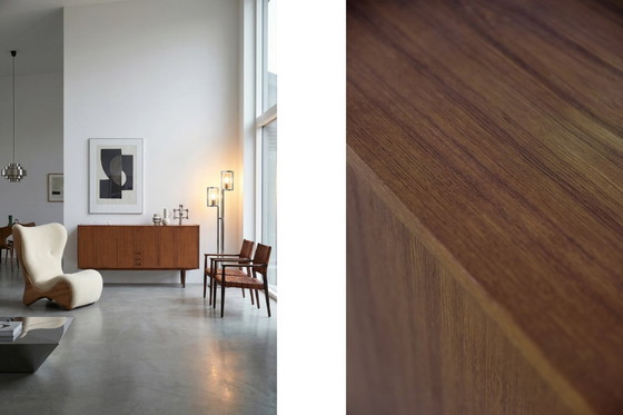 Image 1 of Buffet haut en teck, style scandinave moderne classique vintage, avec tiroirs, années 1960