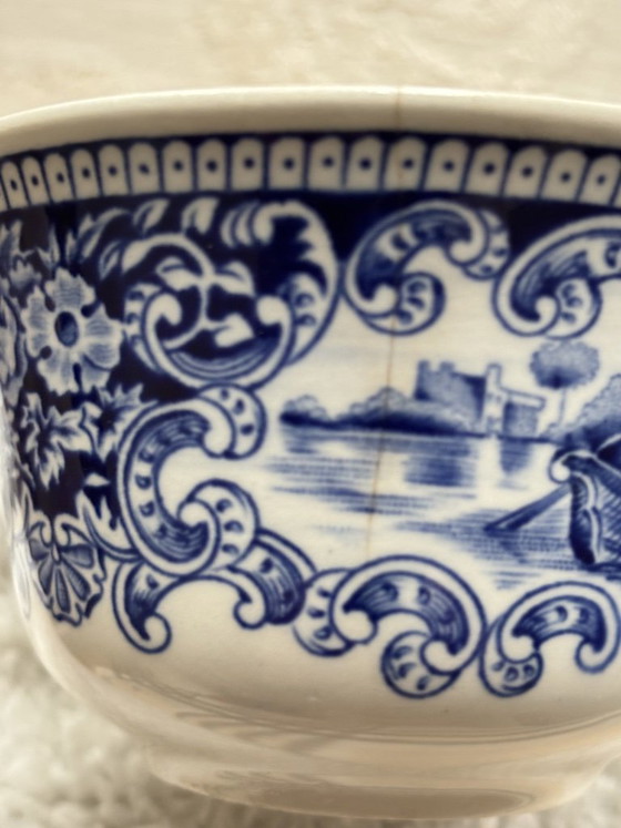 6-piece Royal Sphinx Maastricht Cambridge Old England Crockery, blue-white, Ceramic, Vintage (photo 11 of 12)