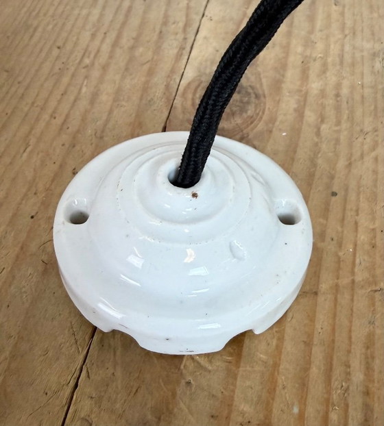 Image 1 of Lámpara de techo industrial esmaltada en azul, años 50