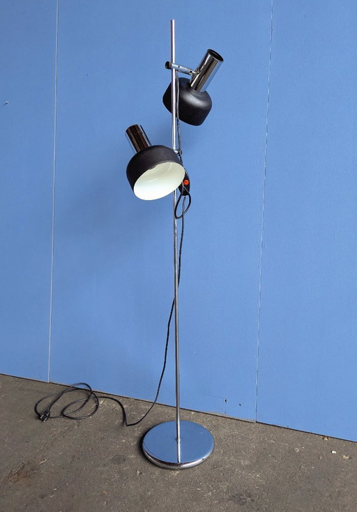 Mid century floorlamp - chrome & metal- 1970s