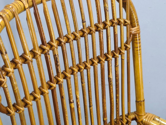 Image 1 of Italiaanse rotan loungefauteuil uit het midden van de 20e eeuw, jaren 60.
