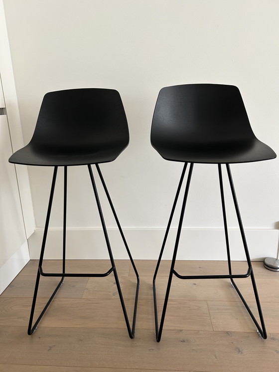 Image 1 of 2x Miunn Barstool Slide Base Black H75