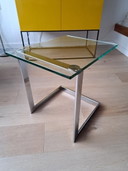 Tavolino Gebra, in vetro, design vintage