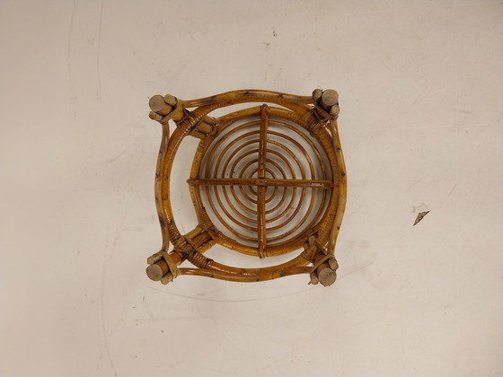 Image 1 of 1 x 1950's Franse rotan kruk. 42cm hoog 40cm doorsnede 