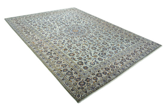 Image 1 of Kashan Kork - Verde pistacchio 412 x 298 cm - Tappeto orientale annodato a mano