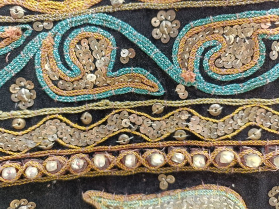 Image 1 of Arazzo vintage KALAGA proveniente dalla Birmania, raffigurante una tigre, 1,50 x 1,00 m