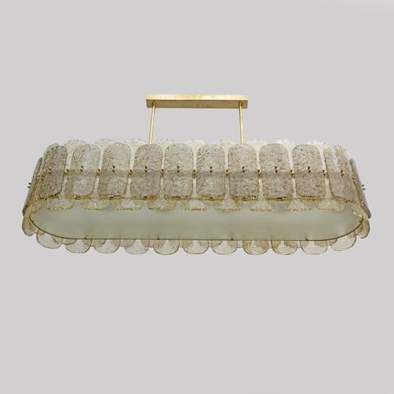 Image 1 of Moderne kroonluchter van Italiaans messing en Muranoglas uit het midden van de vorige eeuw, Stiyle