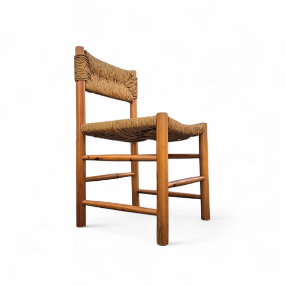 2 x pine wood woven reed dining chairs / France 1950s (photo 11 of 40)