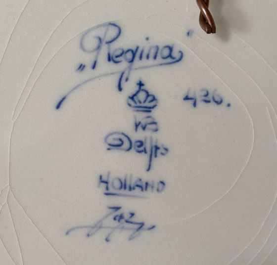 Image 1 of Regina Pottery Factory - Set of Delft Blue hand-painted wall plates