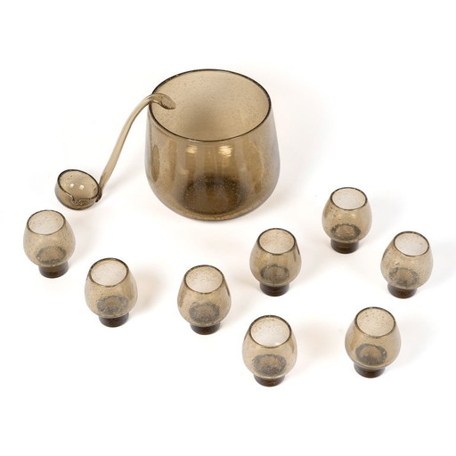 Oranjadeset van Geblazen Glas van Verrerie de Biot, c.1970