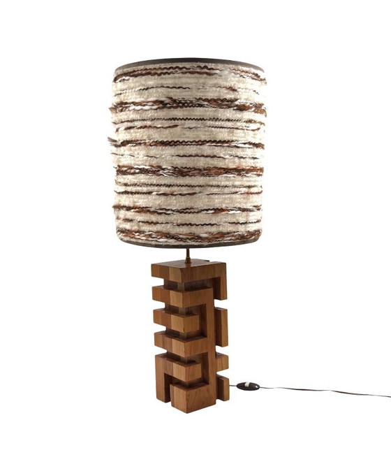Image 1 of Hollywood-Regency-Tischlampe aus Holz, Frankreich, 1970er Jahre