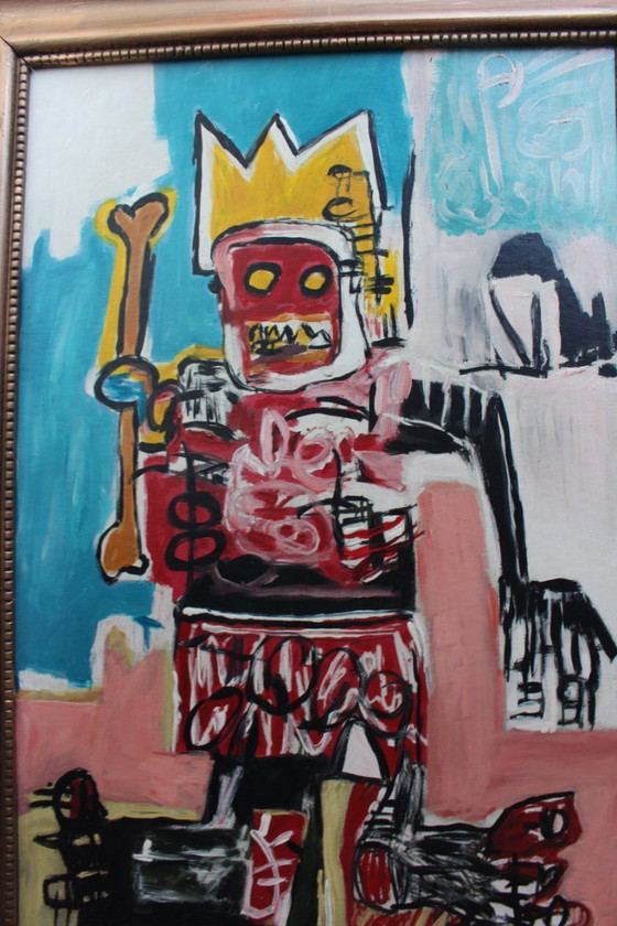 Image 1 of Modernistic Painting After Jean-Michel Basquiat, Circa 1970