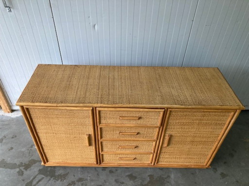 Aparador vintage de ratán estilo Roche Bobois