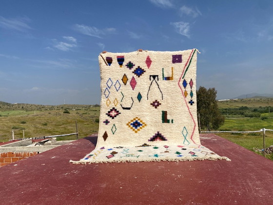 Image 1 of Authentiek Beni Ouarain tapijt 300x200 cm – Handgemaakt Marokkaans wollen tapijt – Minimalistisch Berbers tribaal ontwerp