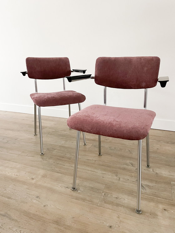 Image 1 of Sedia vintage con struttura tubolare - rivestita - stile Gispen - melanzana