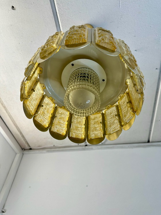 Lampada a Sospensione Plafoniera Vintage Vitrika Vetro Ghiaccio Anni '60 Danimarca, Plafoniere, Metallo (foto 12 di 14)