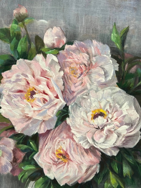 Helena van den Broeck. Still life with peonies. Pastel. – Paintings & Drawings, Canvas (photo 3 of 7)