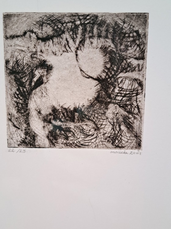 Image 1 of Originalradierung Marieke Bikkers (2001) – Limitierte Auflage 22/23 – Gerahmt 30x30 cm