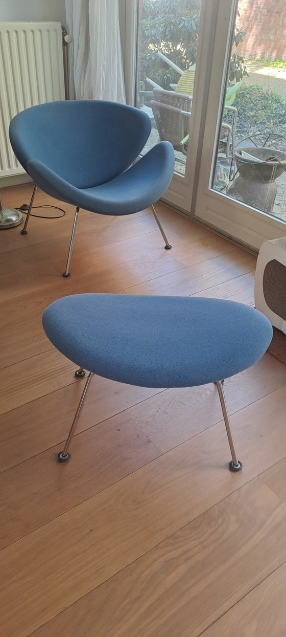 Artifort Orange Slice Van Pierre Paulin Met Voetenbank – Fauteuils, Metal, Textile (photo 4 of 7)