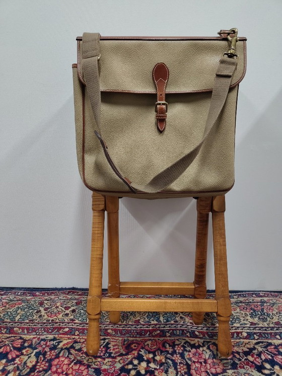 Image 1 of Mulberry opvouwbaar luxe krukje van hout,leer en canvas