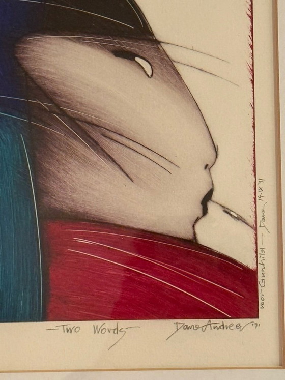 Image 1 of Etching by Dana Andreev Two Words number 3, series of 7 (1991)