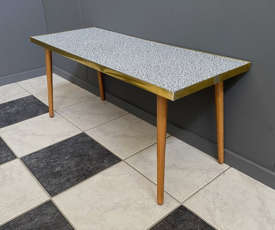 Image 1 of rectangular formica coffee tabel balck and white 1960s