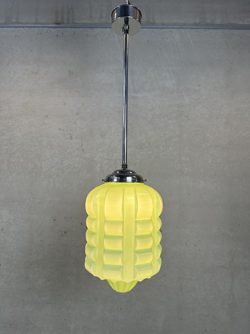 Art deco pendant lamp 'skyscraper' - opaline green