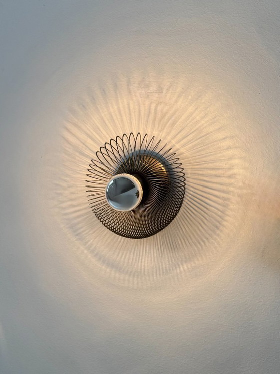 Image 1 of Pair of vintage spring wall lights, matte metal, France, 1970