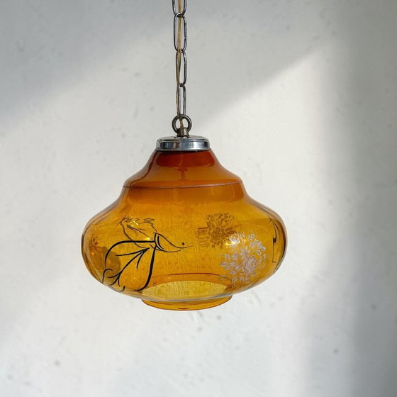 Portuguese Vintage Amber Glass Romantic Hanging Light, 1970s – Pendant lamps (photo 3 of 13)