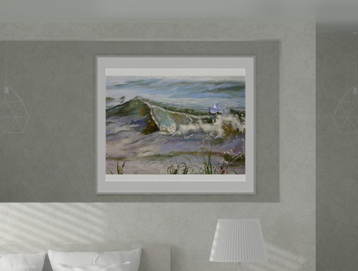 Origineel olieverfschilderij, hedendaagse kunst, symboliek, golf, de ark – schilderijen tekeningen, Canvas (photo 2 of 7)
