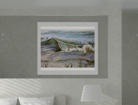 Origineel olieverfschilderij, hedendaagse kunst, symboliek, golf, de ark – Schilderijen & Tekeningen, Canvas (photo 2 of 7)