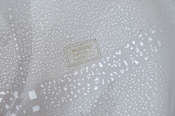 Image 1 of Lampada a sospensione in vetro di Murano con foglia d'argento, stile moderno di metà secolo, anni '70