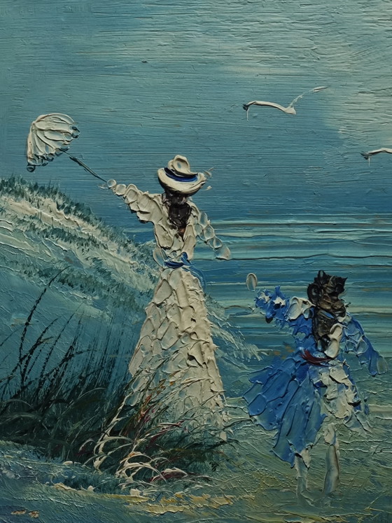 Image 1 of Houten schilderij van de zee
