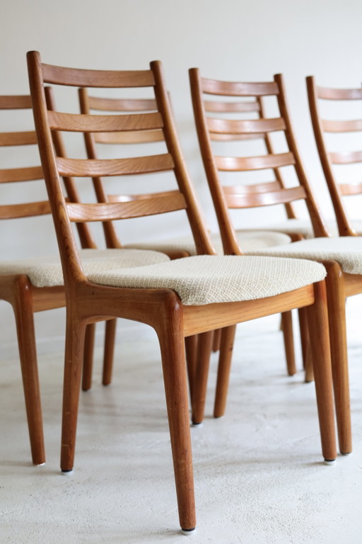 Set of 6 J.K. Møbler dining chairs – eetkamerstoelen, Wood, Textile (photo 2 of 6)