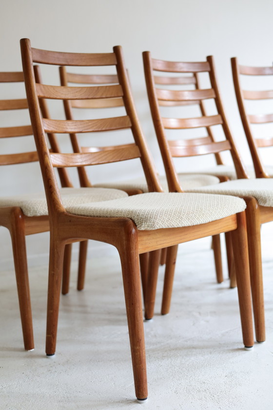Set of 6 J.K. Møbler dining chairs – Wood, Textile (photo 2 of 6)