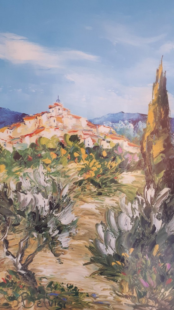 Image 1 of Marcel BELVISI - Sendero de un pequeño pueblo - Litografía enmarcada del artista