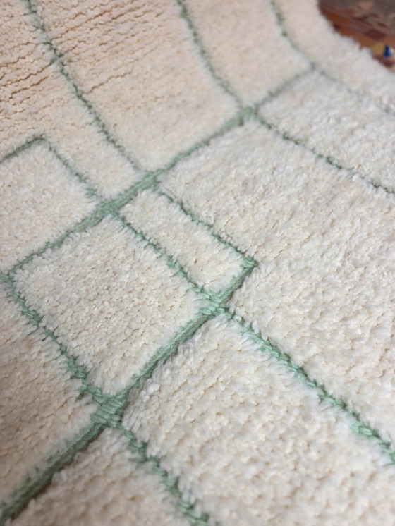 Image 1 of Small cream & mint Beni Ourain plush rug 157 x 104 cm