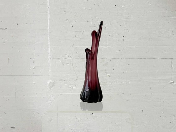 Image 1 of Vase expressif en verre de Murano violet, années 1950