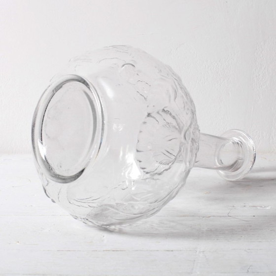 Vintage glazen karaf / Wijnkaraf met rozenpatroon / Empoli / Italië / jaren 1950 – Tafelaccessoires, Glass (photo 6 of 14)