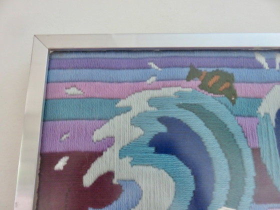 Futuristischer Wollteppich mit Ozean-, Fisch- und Möwenmotiv, 1970 – Wanddekoration, Wool (photo 3 of 9)